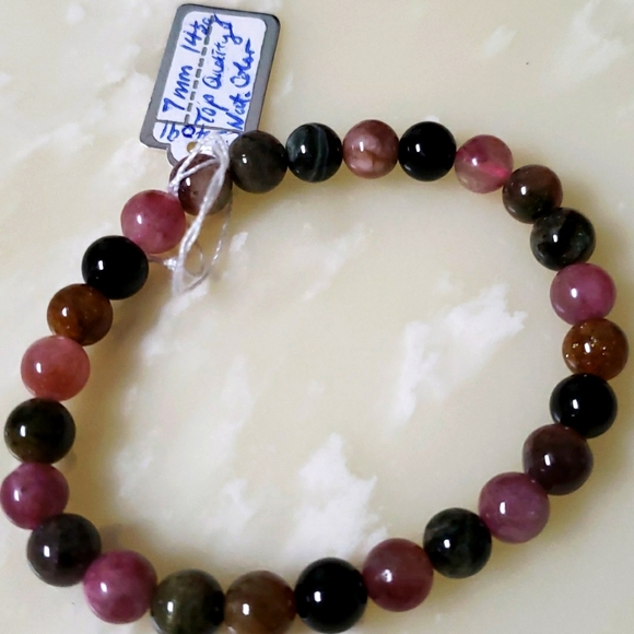 Tourmaline Crystal AAAA 7mm Top quality natural color women bracelet - Picture 4 of 4